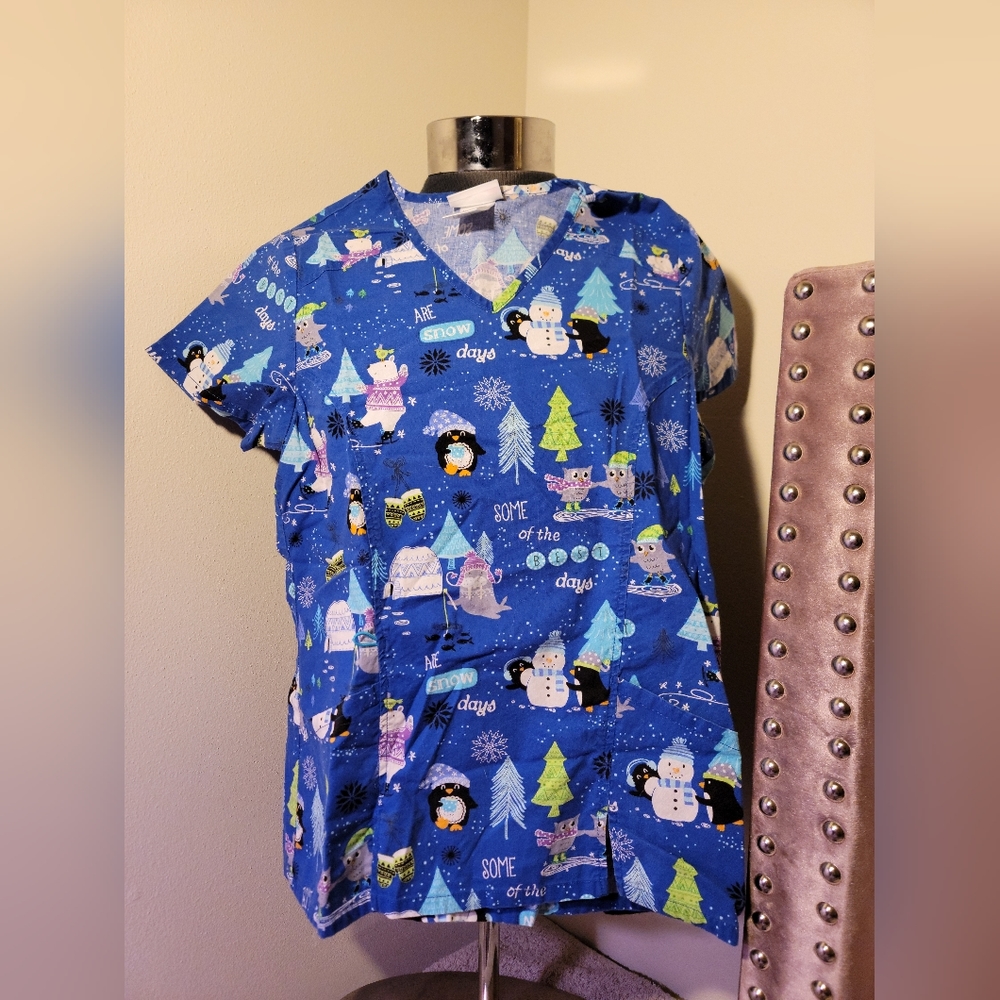 Christmas/Winter Scrub Top